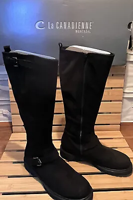 La Canadienne Black Suede Boots Women’s Size 8.5 M HOPE Lug Soles NEW • $249