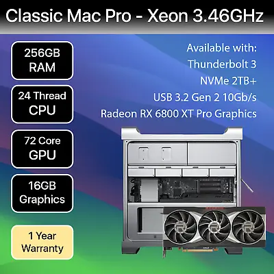 Ultimate Classic Mac Pro | 256GB RAM | RX 6800 XT 16GB GPU | MacOS 12 • £1849