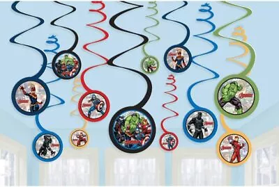 Avengers Powers Unite Marvel Superhero Birthday Party Hanging Swirl Decorations • $10.77