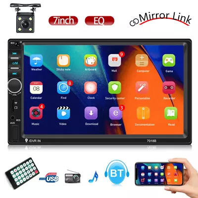 7  2 Din Car Radio MP5 Player Stereo Touch Screen AUX USB FM Bluetooth + Camera • $29.99