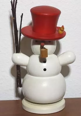 Vintage Erzgebirge Volkskunst  Wooden Snowman Smoker Incense Burner 7  Tall • $59.98