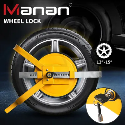 $49.99 • Buy Wheel Defender Lock Clamp Car Caravan Trailer Security Keys Heavy Duty 13''-15''