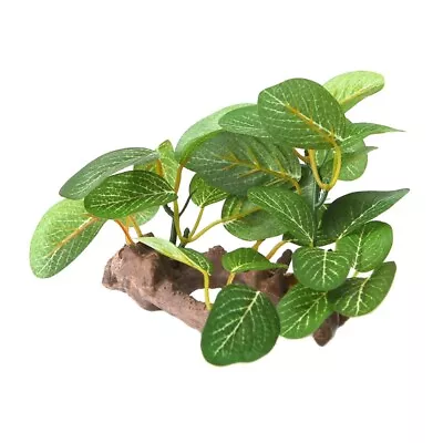 Aquarium Artificial Driftwood Branch With Plastic Plant For Freshwater Saltwater • $15.70
