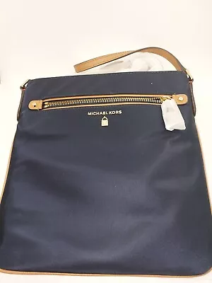 Michael Michael Kors Kelsey Smooth Nylon Crossbody Bag Blue EUC • $48.73