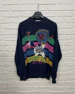 Vintage 1990 Iceberg Sport Ice Home Run Gilmar Sweater Pullover Big Print L-XL • $190