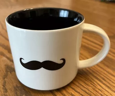 Pier 1 Imports Mustache Coffee Mug/Cup White/Black Curled Handlebar EXCELL • $9.99