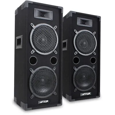 2x Max MAX 2 X 8  Speakers Bedroom DJ PA Party 1600W Set Mega Bass Kit SSC2826 • £165