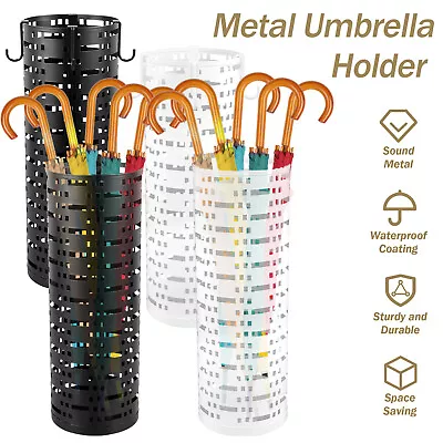 Umbrella Stand Rack Free Standing Round Metal Umbrella Holder Canes DeNju • $29.12