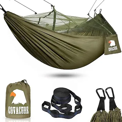 COVACURE Camping Hammock With Mosquito Net - Ultralight Travel Hammock - 210T • £13.99