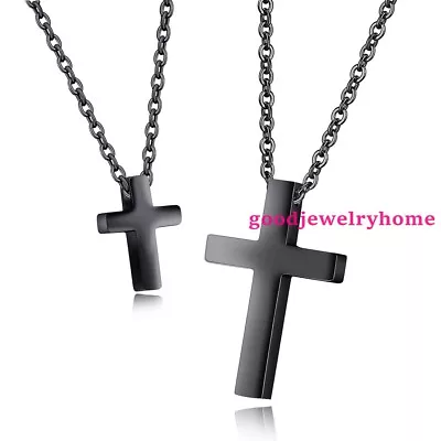 Fashion Women Mens 316L Stainless Steel Cross Silver/Gold/Black Pendant Necklace • $6.17