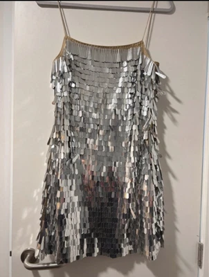 £30 • Buy Nasty Gal Silver Sequin Dress Size 6