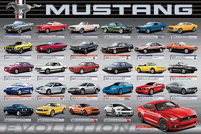 FORD MUSTANG 50th Anniversary EVOLUTION American Muscle Car History 24x36 POSTER • $16.99