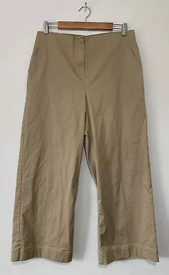 $65 • Buy Scanlan Theodore Size 12 Sateen Wide Leg Trouser Pants In Dark Sand