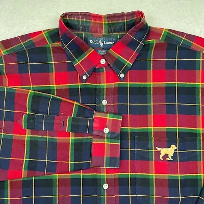 Polo Ralph Lauren Shirt Men XL/2XL Blake Button Down Dog Logo Plaid Flannel • $29.99