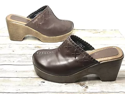 Bongo Vintage Platform Clogs Brown Chunky Wedge Heel Women’s Shoes Size 9 US • $48