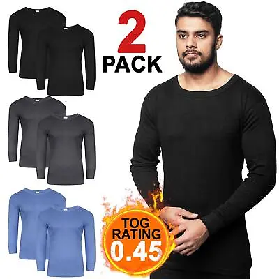 2 Pack Mens Thermal Long Sleeve T-Shirts Warm Winter Base Layer Top Underwear • £3.29