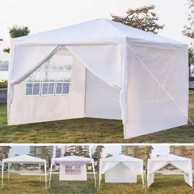 Garden White Gazebo Marquee Awning Beach Party Camping Tent Canopy 3x3M W/4 Side • £35.99