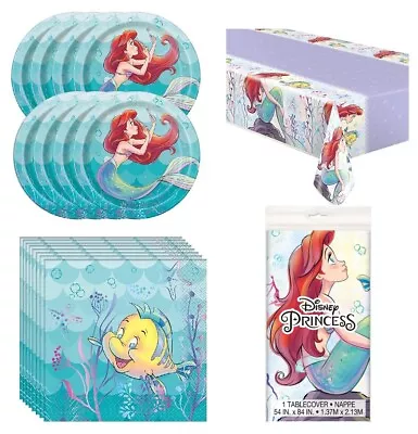 My Little Mermaid Ariel Party Bundle Includes Dessert Plates Napkins Table Cover • $18.99