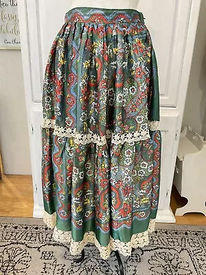 VTG 60’S HOTEL DEL PRADO Skirt FRIDA Boho Green Crochet Mexican Cottagecore S • $255.26