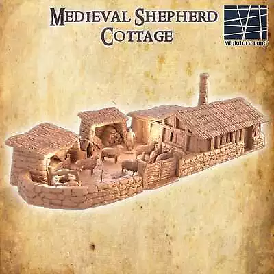 Medieval Shepherd Cottage - Fantasy Tabletop Terrain  • $30.59