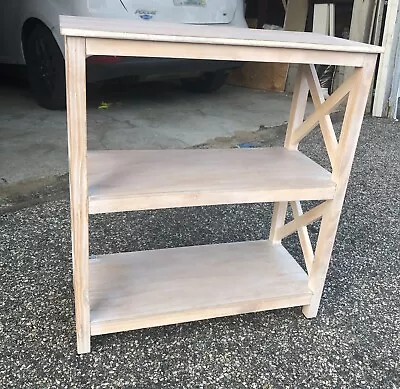 Whitewash Sofa Table Book Shelves Small Entertainment Center • $35