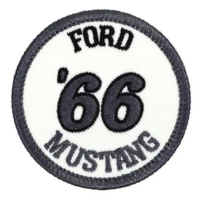 1966 Ford Mustang Embroidered Patch Ivory Twill/Dk.Gray Iron-On Sew-On Shirt Hat • $13.99