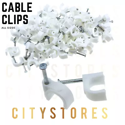 Round Cable Clips White Nail White Tack 4MM 5MM 6MM 7MM 8MM 9MM 10MM A1 • £3.25