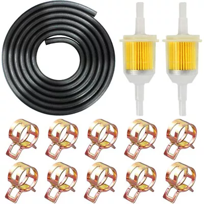 US 1/4  6mm 6FT Fuel Line Set Motorcycle Gasoline Filter Oil Pipe Hose Clamp Set • $45.99