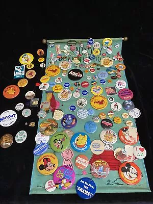 HUGE LOT Vintage Disney Rock Music Morrison Political Pinback Button Pins E9 • $99.99