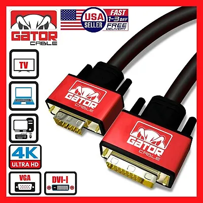 DVI-I 24+5 Dual Link Male To VGA Cable Cord Male Video Monitor Adapter PC 6FT • $7.99