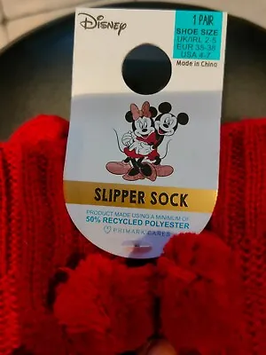 Primark Disney's Mickey Minnie Mouse Red Slipper Sock BNWT. Sizes 2-5  • £10