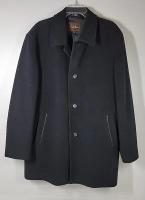 Cole Haan Black Wool Cashmere Blend Leather Trim Button Up Men Size XL • $63.73