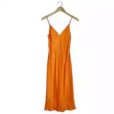 L' AGENCE Jodie Bias Cut Slip Dress In Bright Orange Size 2 • $79.99