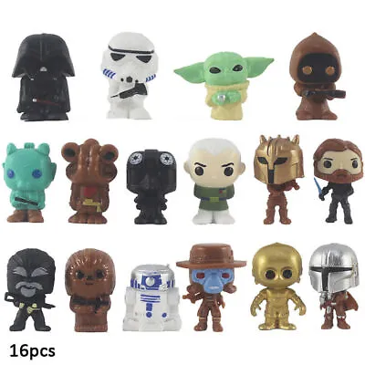 16Pcs Star Wars Mini Figures Darth Vader Ren Luke Yoda Action Toy Cake Toppers﹤ • £13.29