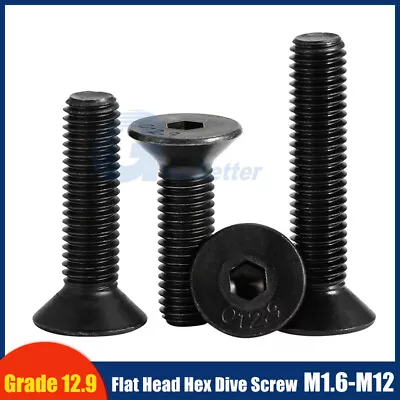 Countersunk Flat Head Hex Drive Screw Allen Bolt High Strength M1.6-M10 DIN7991 • £2.46