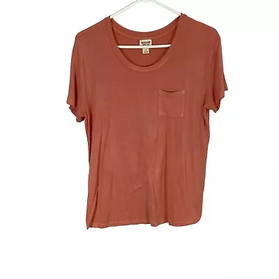 Mossimo Womens Orange Short Sleeve V Neck Front Pocket Pullover T Shirt Size S • $11.19