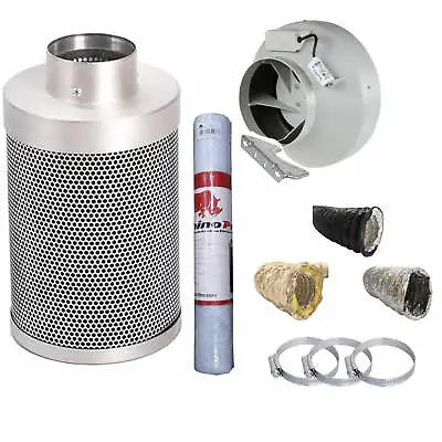 Rhino Pro Carbon Filter Kit 6 Inch A1 RVK Fan Ducting Hydroponics • £194.95