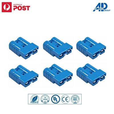 $17.95 • Buy 6x Connectors Anderson Style Plug DC Power 50AMP Solar Caravan 6AWG BLUE