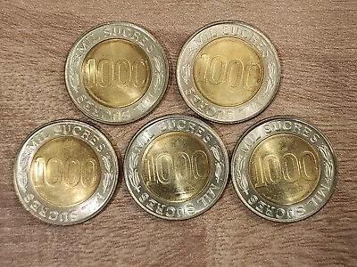 Lot Of 5 1997 Ecuador 1000 Sucres Coin Uncirculated From Roll • $9.95