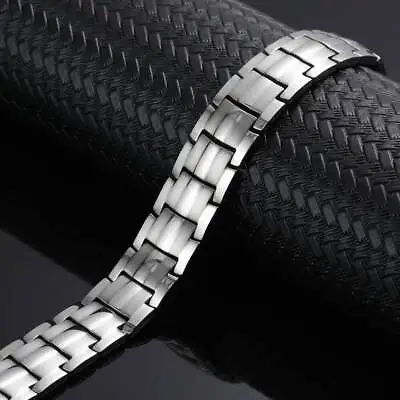 Elegant Silver Titanium Magnetic Bracelet Men Arthritis Pain Energy Balance RX • $27.88