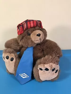 Vintage 1983 Trudy Corporation Brown Plush Bear With Big Feet -Dana Corp Tie Hat • $15.74