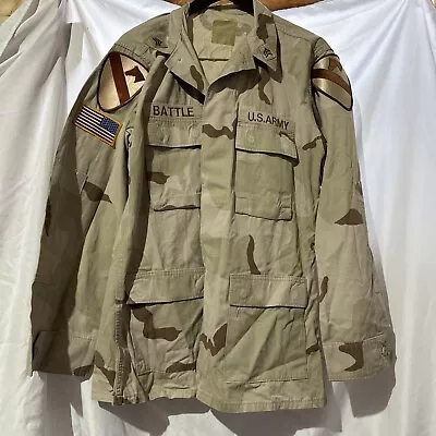 USGI US Army 3 Color Desert DCU Combat Uniform Coat Medium Regular 7th CAV Named • $39.99