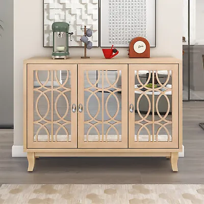 Modern Sideboard Buffet Storage Cabinet 3 Door Mirrored Cupboard With Handle • $348.99