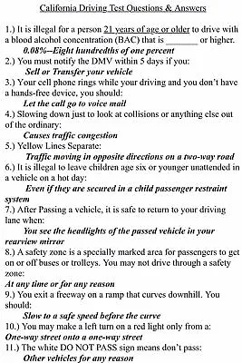 DMV California Class C Study Guide Driver’s License Written Test With Answers • $11.70