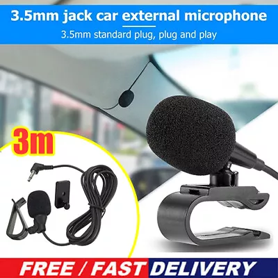 Car Stereo Radio Microphone Wired Clip 3.5mm For Sony JVC Hands Free Uk • £4.99