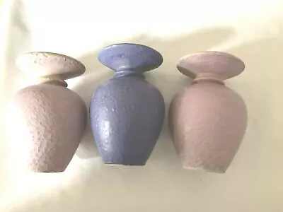 Pottery Urn Vases Lot Of 3 Enesco 2000 Two Pink One Purple 6-1/2  Tall 4  Wide • $17.11