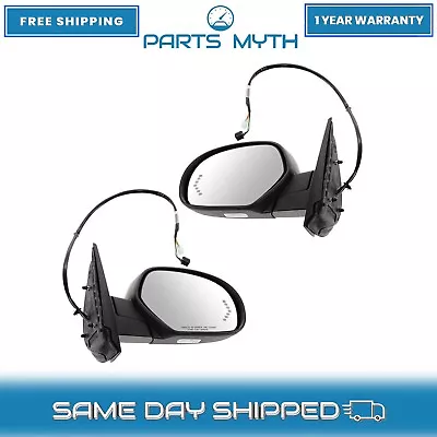 NEW Mirrors Power Heated Signal Puddle Set Fits For 2007-13 Chevy GMC Pickup SUV • $171.79