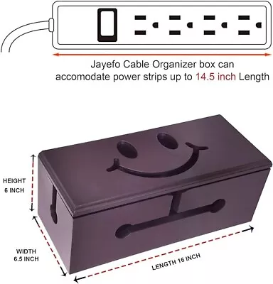 Ultimate Cable Management Box - Wood Lid Desk & TV Organizer • £24.99