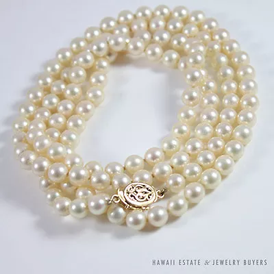 Ming's Hawaii Pearl Single Strand Opera Length 14k Yellow Gold Necklace • $1950