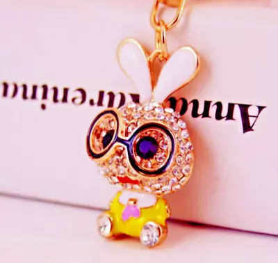 Betsey Johnson Crystal Yellow Bunny Rabbit Gold Pendant Necklace Free Gift Bag • $33.99